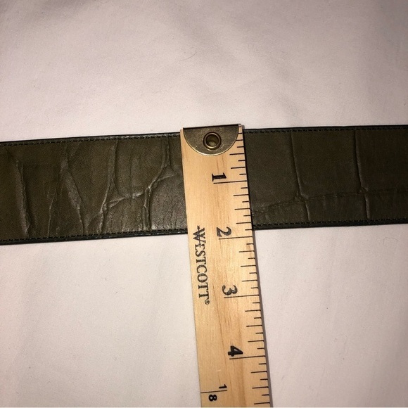 Catherine Dial Easley Embossed Wide Leather Belt Green Medium Artisan Texas - Picture 4 of 5